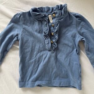 Janie and Jack Long Sleeve Blue Ruffle Tee